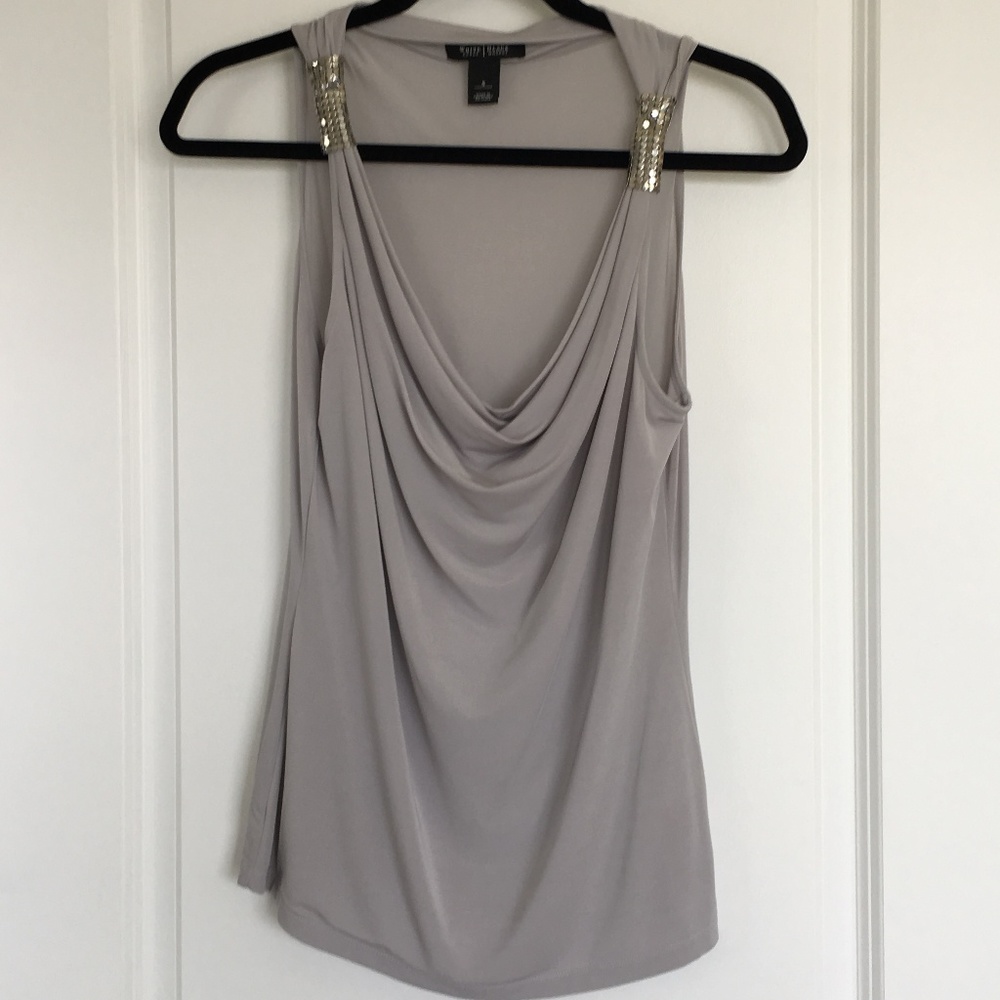 WHBM Silver Gray Sheer Tank Blouse